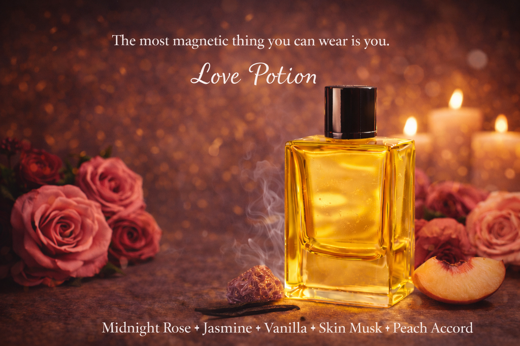 Love Potion by Perfumous - A luxury feminine perfume with notes of Midnight Rose, Jasmine, and Vanilla.
